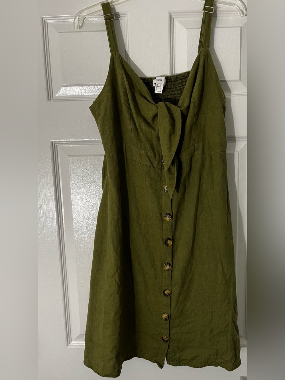 Forever 21 Olive Green Button-Front Midi Dress